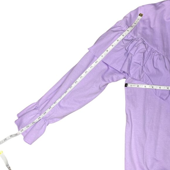 Zara Women's Spring Summer Lavender Ruffle Zip Up Long Balloon Sleeve Hoodie S - Picture 8 of 12